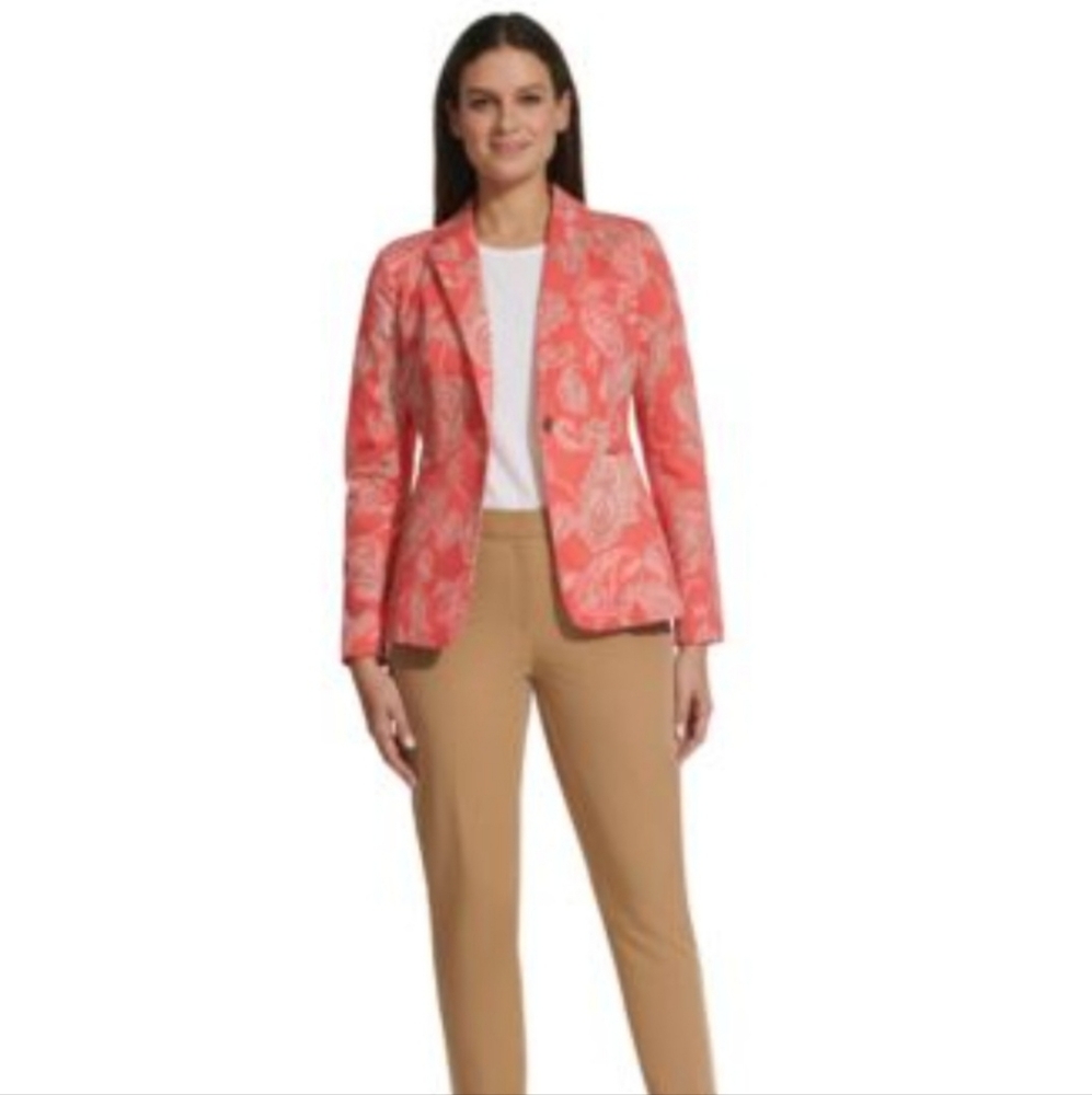 RAFAELLA WOMEN'S CORAL PAISLEY BLAZER SIZE 14